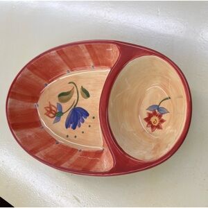 PFALTZGRAFF “Napoli”, chip and dip, one piece floral flower orange, NWT